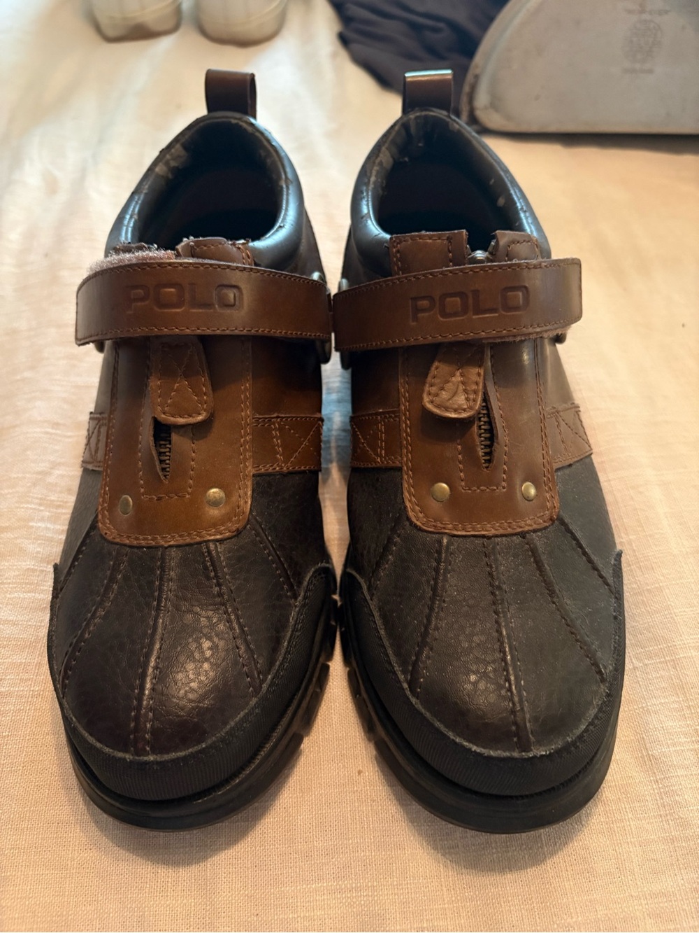 POLO Brown Leather Strap Duck Shoes